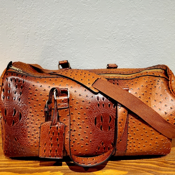 Faux Ostrich Leather Weekender Bag - Picture 2 of 4